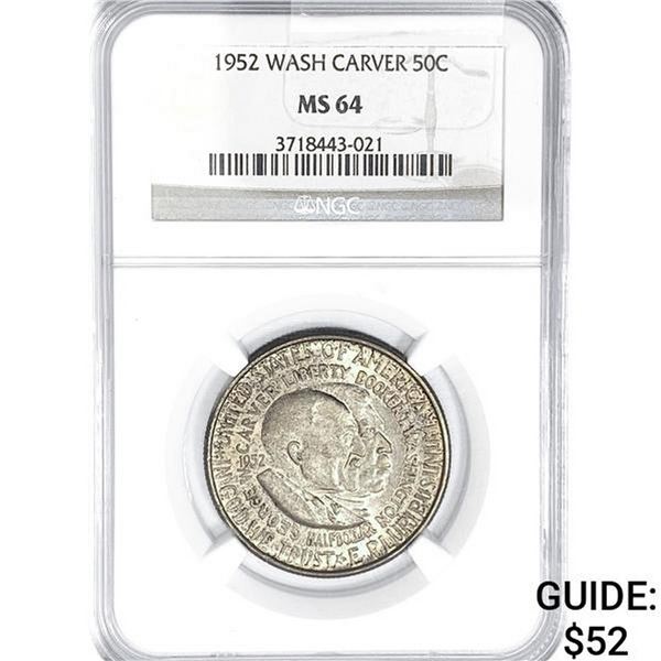 1952 Washington Carver Half Dollar NGC MS64