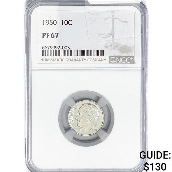 1950 Roosevelt Dime NGC PF67