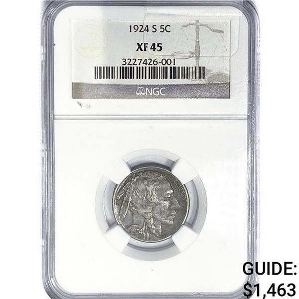 1924-S Buffalo Nickel NGC XF45