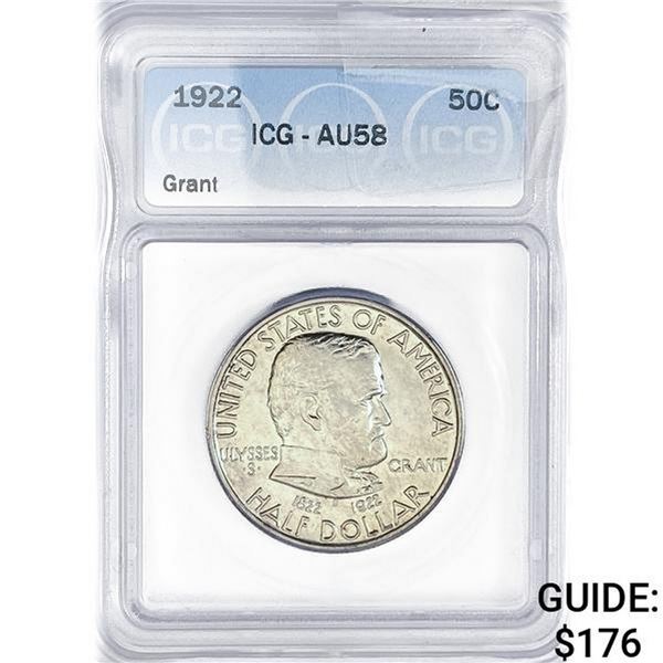 1922 Grant Half Dollar ICG AU58