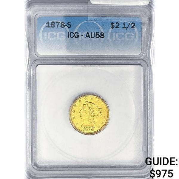 1878-S $2.50 Gold Quarter Eagle ICG AU58