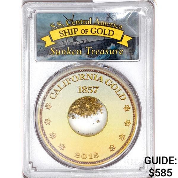 1857 S.S. CNTRL America One Gold Pinch PCGS