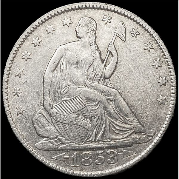 1853 Arws & Rays Seated Liberty Half Dollar UNCIRC