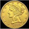 Image 1 : 1885 $5 Gold Half Eagle CLOSELY UNCIRCULATED