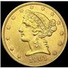 Image 1 : 1901 $5 Gold Half Eagle UNCIRCULATED