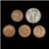 Image 1 : (5) Varied US Coinage (1902, (2) 1912-S, 1924-D, 192