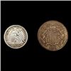 Image 1 : (2) Varied US Coinage (1853, 1870) CLOSELY UNCIRCU