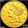 Image 1 : 1861 $5 Gold Half Eagle UNCIRCULATED