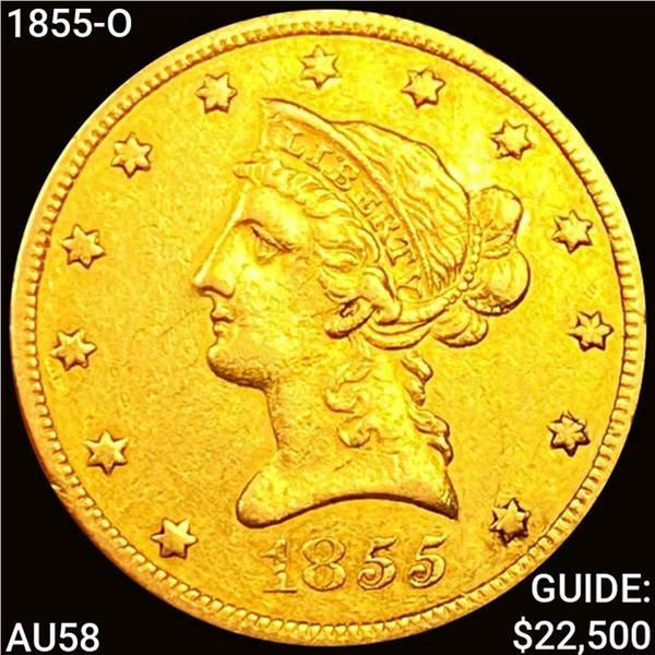 1855-O $5 Gold Half Eagle CHOICE AU