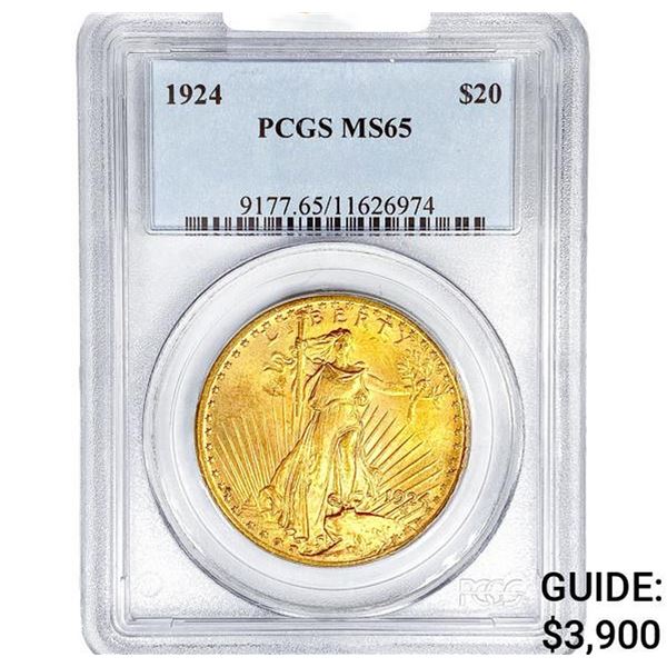 1924 SG $20 Gold Double Eagle PCGS MS65