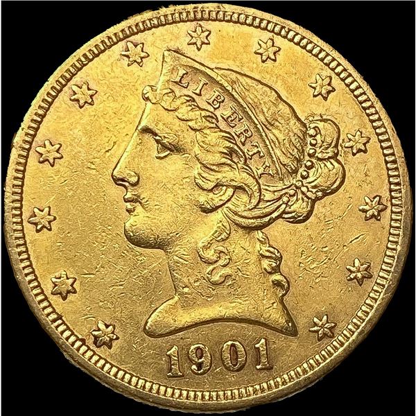 1901 $5 Gold Half Eagle UNCIRCULATED