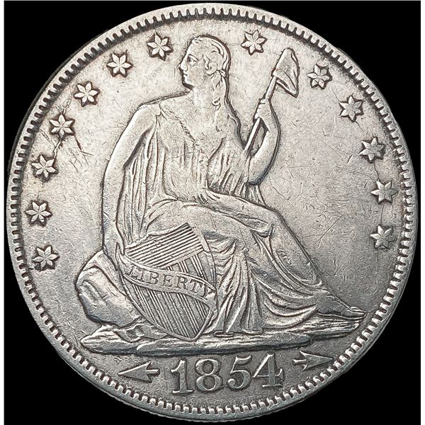 1854 Arws Seated Liberty Half Dollar LIGHTLY CIRCU