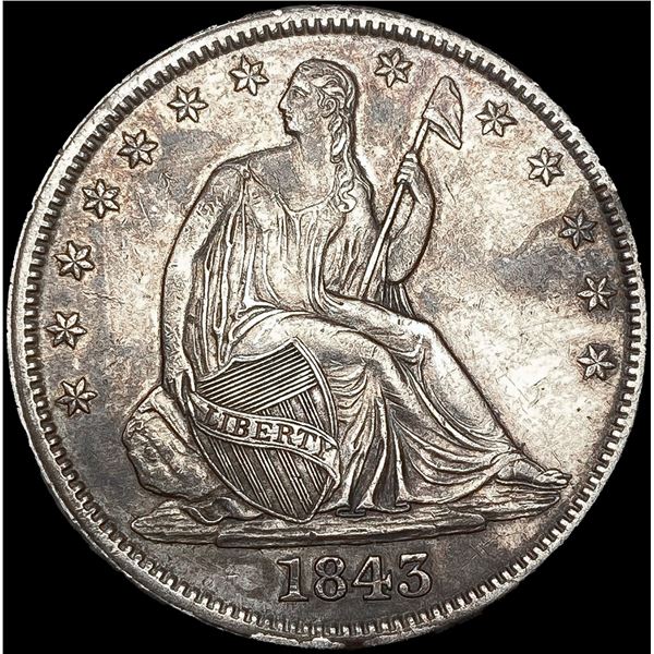 1843 Seated Liberty Half Dollar CLOSELY UNCIRCULAT