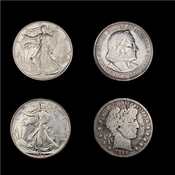 (4) Varied US Half Dollars (1893, 1898, 1941-S, 19