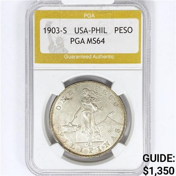 1903-S Peso USA Philippines PGA MS64