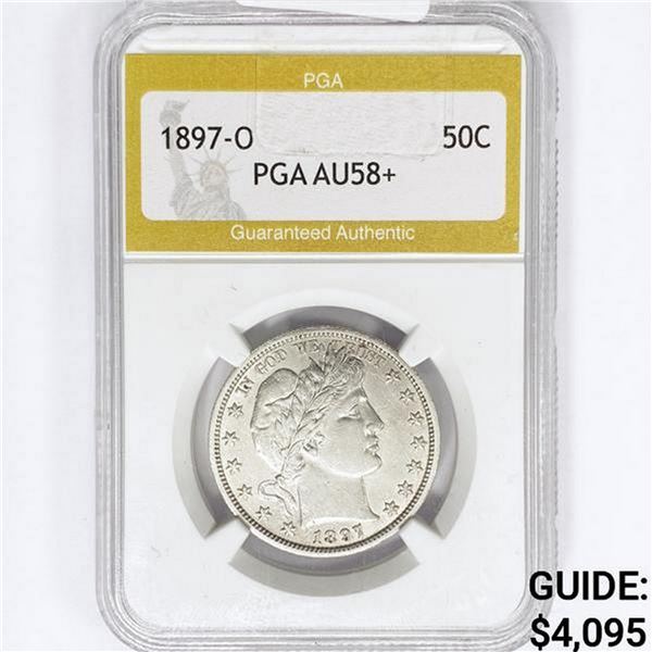 1897-O Barber Half Dollar PGA AU58+