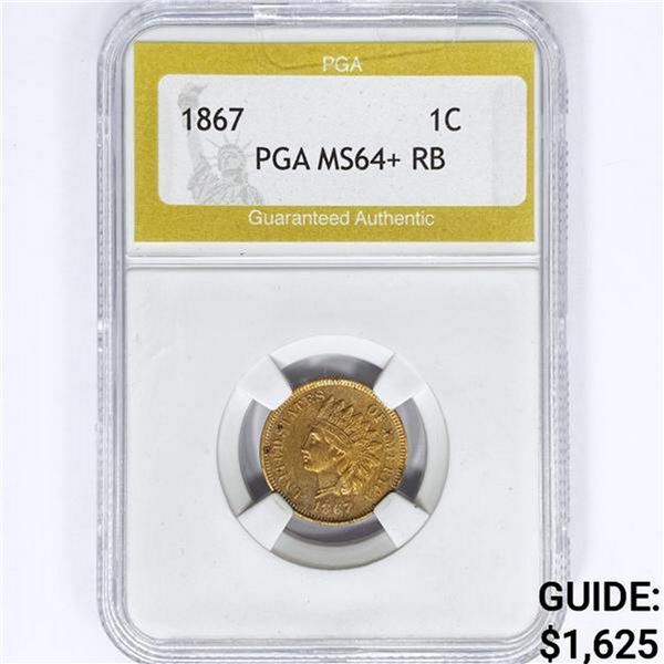 1867 Indian Head Cent PGA MS64+ RB