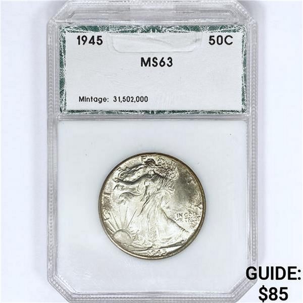 1945 Walking Liberty Half Dollar PCI MS63