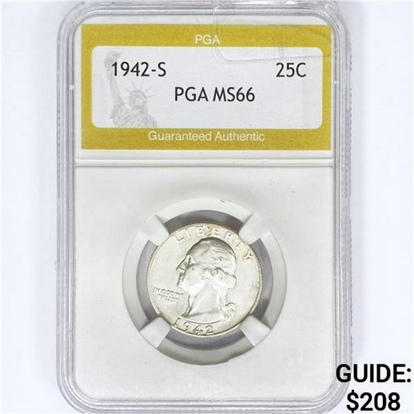 1942-S Washington Silver Quarter PGA MS66