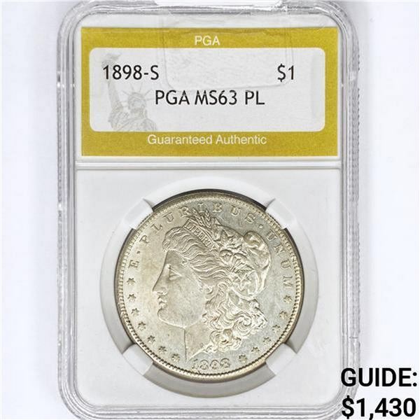 1898-S Morgan Silver Dollar PGA MS63 PL