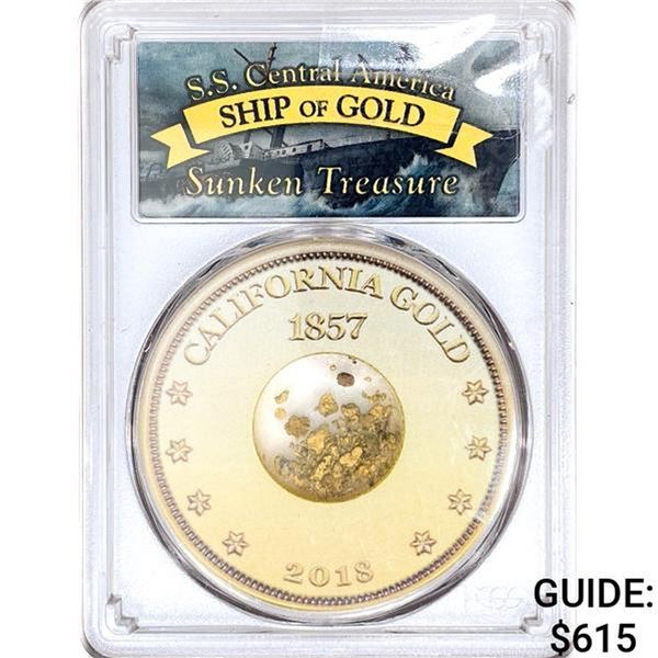 1857 S.S. CNTRL America One Gold Pinch PCGS