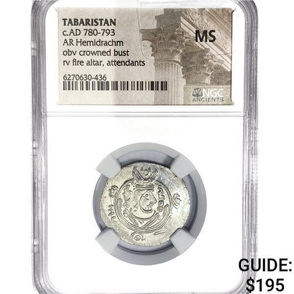 AD 780-793 Tabaristan AR Hemidrachm NGC MS