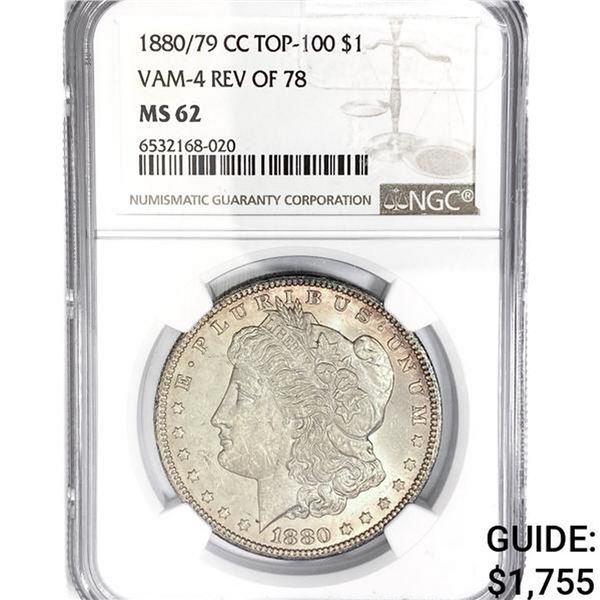 1880/79 CC Morgan Dollar NGC MS62 VAM-4 REV 78