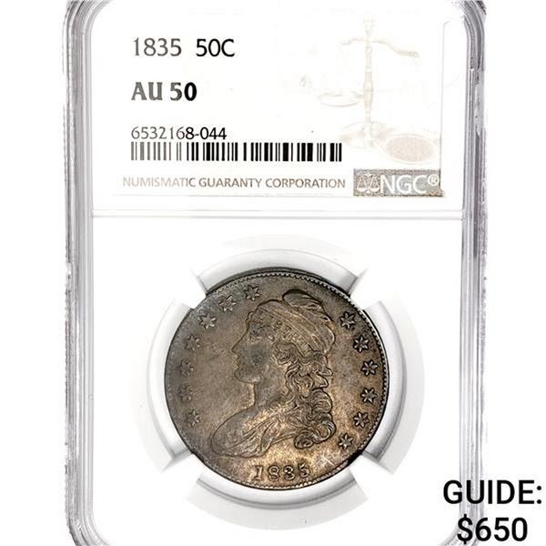 1835 Capped Bust Half Dollar NGC AU50