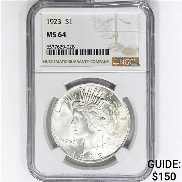 1923 Silver Peace Dollar NGC MS64