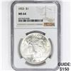 Image 1 : 1923 Silver Peace Dollar NGC MS64