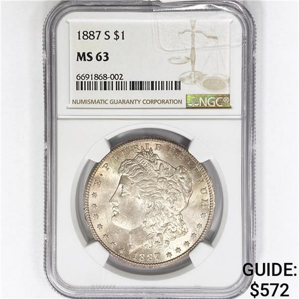 1887-S Morgan Silver Dollar NGC MS63