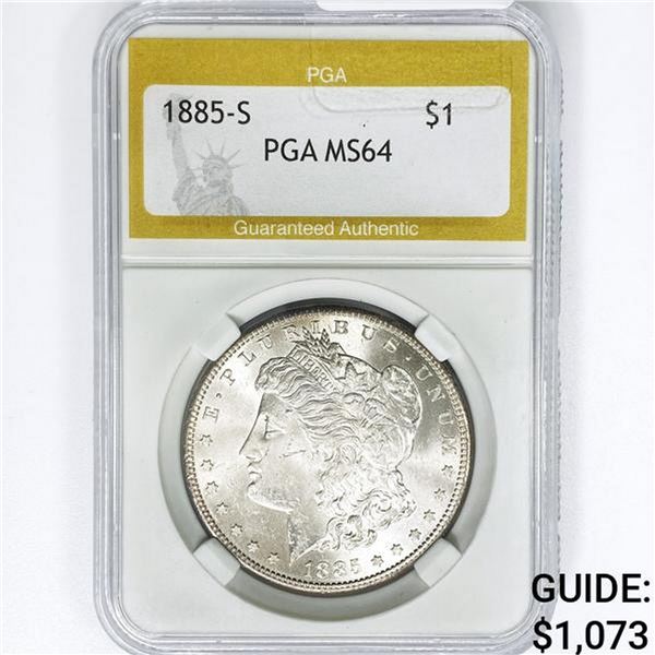 1885-S Morgan Silver Dollar PGA MS64