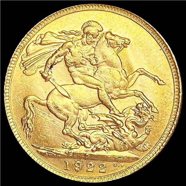 1922 G.B. .2355oz Gold Sovereign UNCIRCULATED