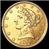 Image 1 : 1900 $5 Gold Half Eagle UNCIRCULATED