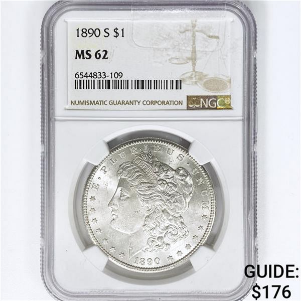 1890-S Morgan Silver Dollar NGC MS62