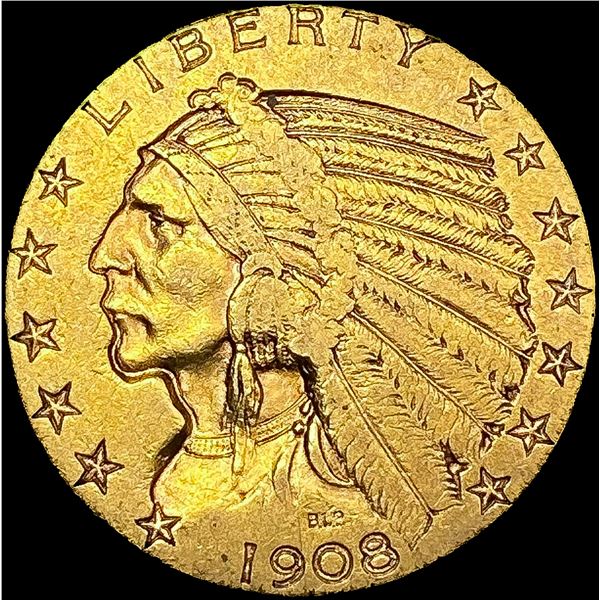 1908 $5 Gold Half Eagle LIGHTLY CIRCULATED