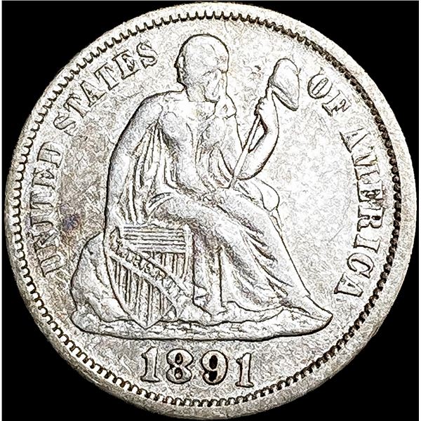 1891 Seated Liberty Dime NEARLY UNCIRCULATED