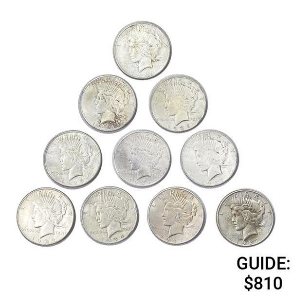 1926-1935 Silver Peace Dollars (10 Coins)