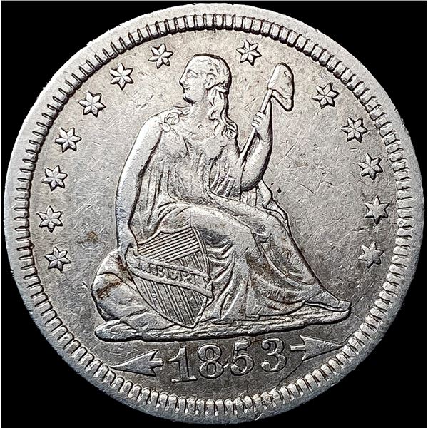 1853 Arws & Rays Seated Liberty Quarter CLOSELY UN