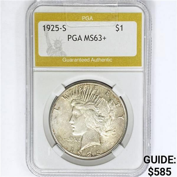 1925-S Silver Peace Dollar PGA MS63+