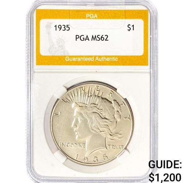 1935 Silver Peace Dollar PGA MS62