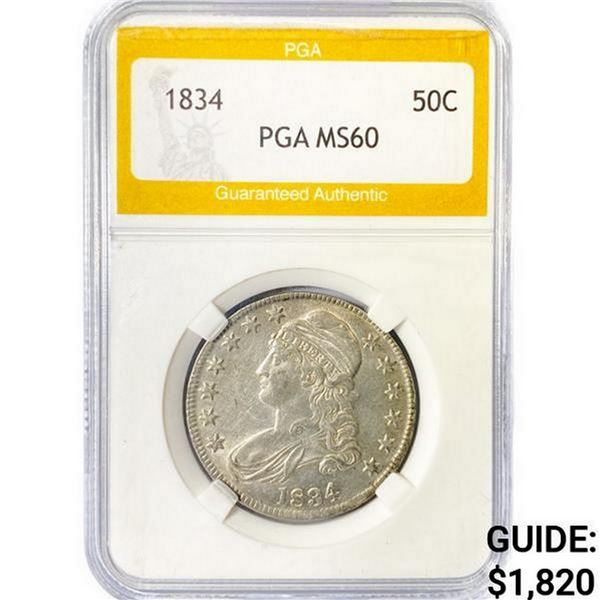 1834 Capped Bust Half Dollar PGA MS60