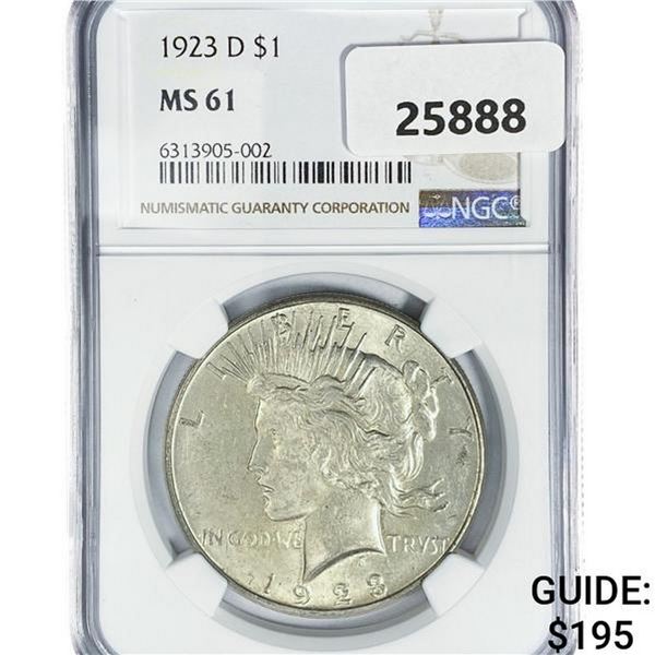 1923-D Silver Peace Dollar NGC MS61