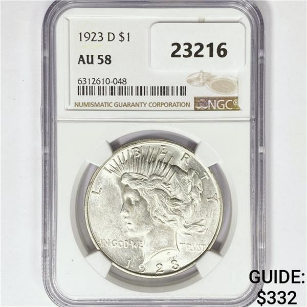 1923-D Silver Peace Dollar NGC AU58