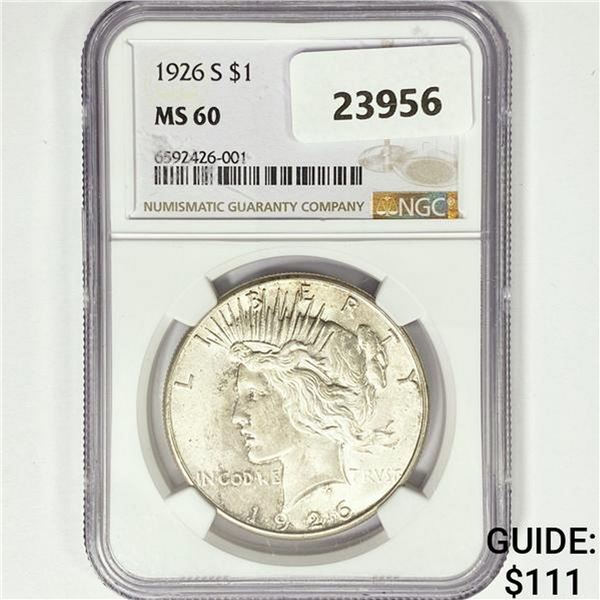 1926-S Silver Peace Dollar NGC MS60