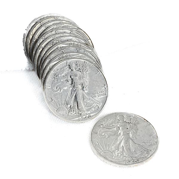 1940 Walking Liberty Half Dollars (12 Coins)