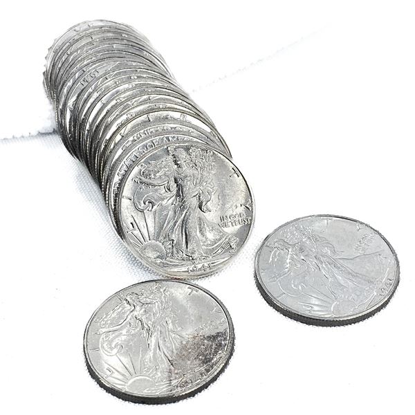 1941 Walking Liberty Half Dollars Roll(20 Coins)