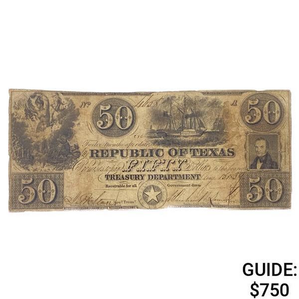 1839-1841 $50 Republic of Texas Note