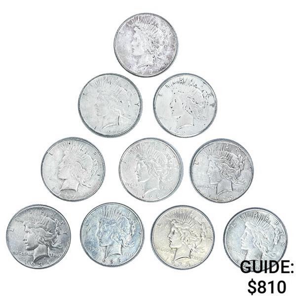 1926-1935 Silver Peace Dollars (10 Coins)