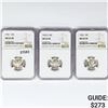 Image 1 : 1941-1943 Mercury Silver Dimes (3 Coins) NGC MS